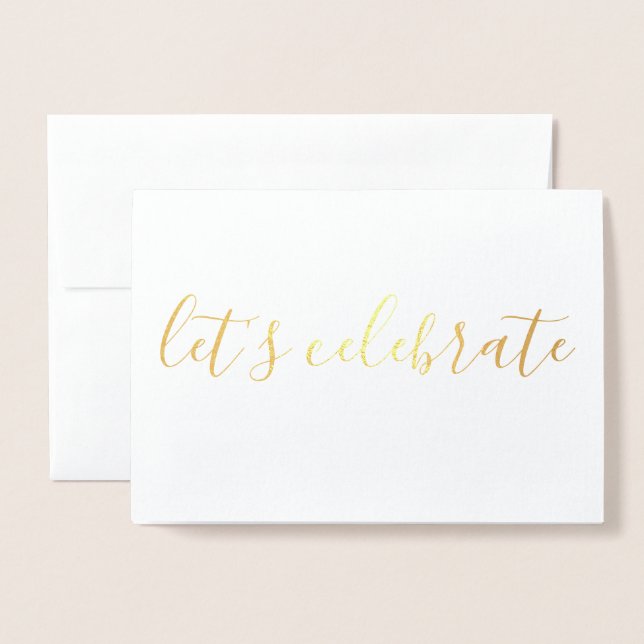 let's celebrate simple calligraphy Silver Foil Card (Front With Envelope)