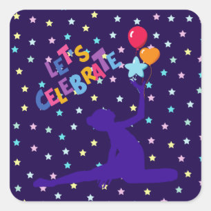 Let's Celebrate Stars and Balloons Square Sticker