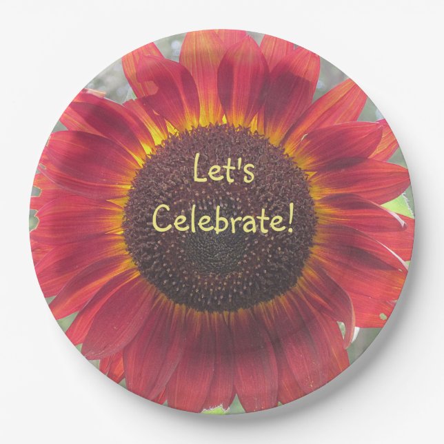 Let's Celebrate Sunflower Paper Plate (Front)