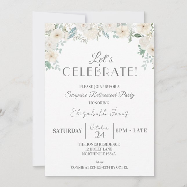 Let's Celebrate! Surprise Retirement Party Invitation (Front)