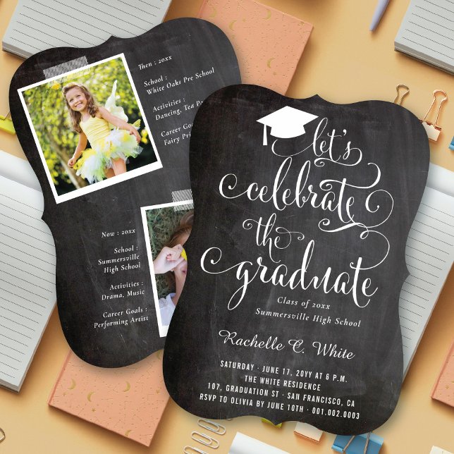 Let's Celebrate The Graduate Chalkboard Grad Party Invitation (Creator Uploaded)