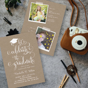 Let's Celebrate The Graduate Kraft Grad Party Invitation