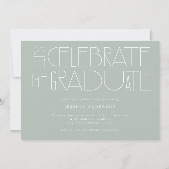 Let's celebrate the Graduate Mint Green Graduation Invitation (Front)