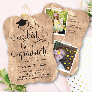 Let's Celebrate The Graduate Rose Gold Grad Party Invitation