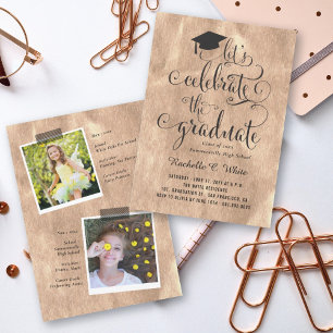 Let's Celebrate The Graduate Rose Gold Grad Party Invitation