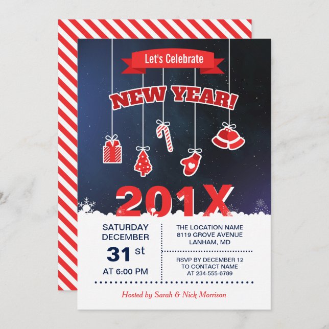 Let's Celebrate the New Year 2020 Countdown Party Invitation (Front/Back)