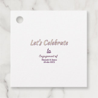 Let's celebrate to engagement of name date yellow favour tags