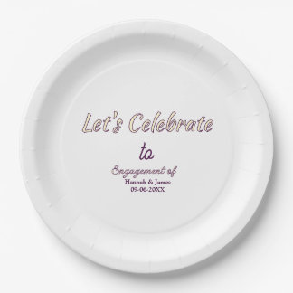 Let's celebrate to engagement of name date yellow paper plate