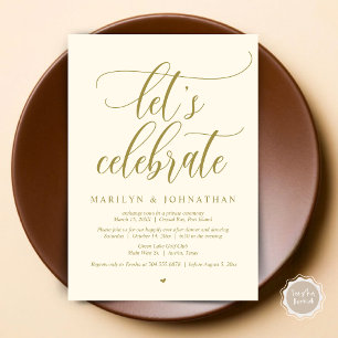 Let's Celebrate Wedding Elopement Dinner Dancing Invitation