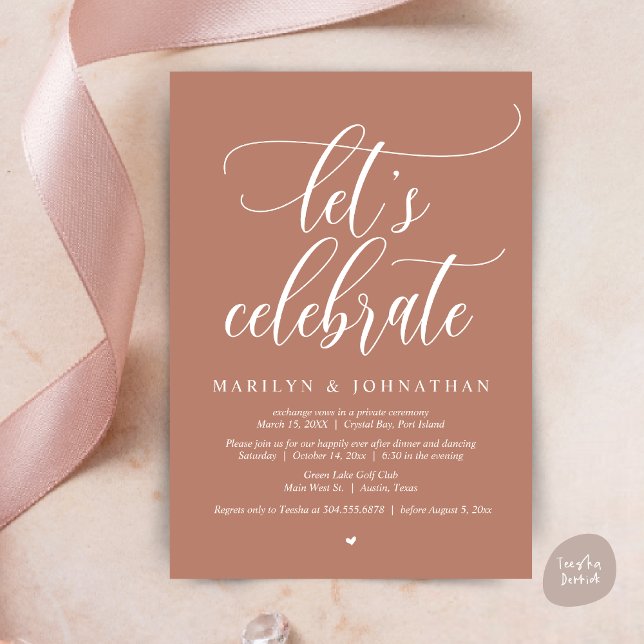 Let's Celebrate Wedding Elopement Dinner Dancing Invitation (Let's Celebrate Wedding Elopement Dinner Party Lunch BrunchDancing Invitation Card PDF, Earthy)
