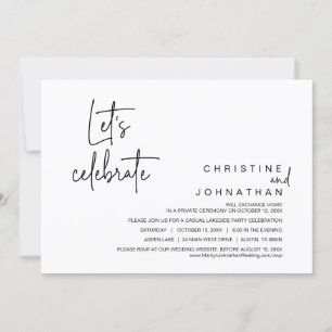 Let's Celebrate, Wedding Elopement Dinner Party Invitation