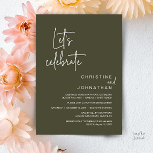 Let's Celebrate, Wedding Elopement Party Dinner Invitation