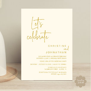 Let's Celebrate, Wedding Elopement Party Dinner Invitation
