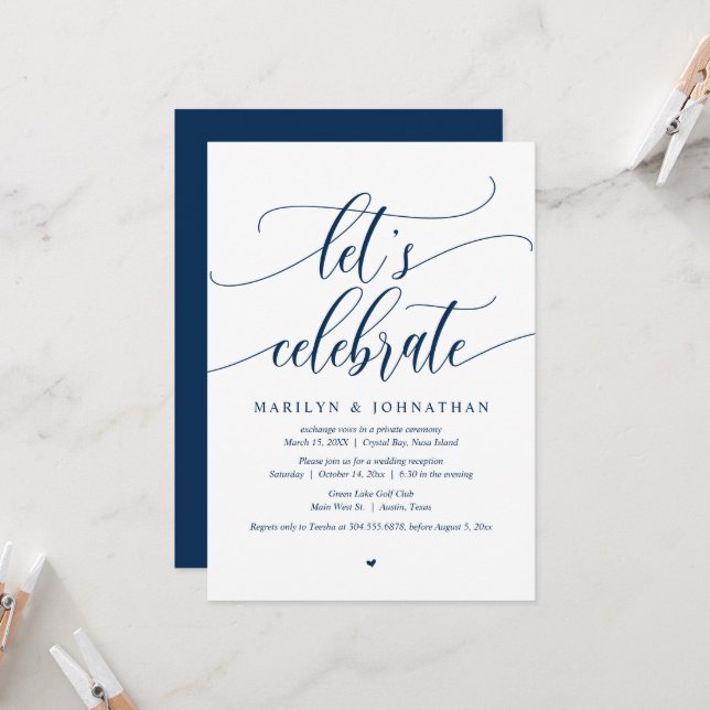 Let's Celebrate Wedding Elopement Party Invitation (Front/Back In Situ)