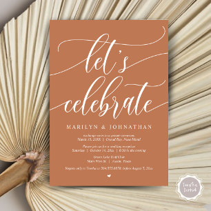 Let's Celebrate Wedding Elopement Party, Navy Blue Invitation