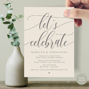 Let's Celebrate Wedding Elopement Party, Navy Blue Invitation