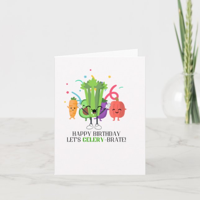 Let's Celery-Brate Puns Birthday Card (Front)
