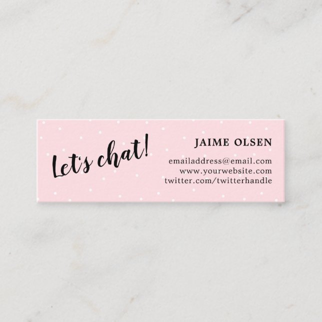 Let's Chat - Pink & Black - Simple Mini Business Card (Front)