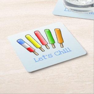 Let's Chill Birthday Square Paper Coaster