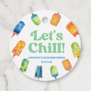 Let's Chill Blue Retro Popsicle Birthday Party Favour Tags
