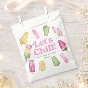 Let's Chill Pink Retro Popsicle Birthday Party Favour Bag