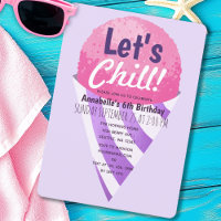Let's Chill Snow Cone Kids Pink & Purple Birthday