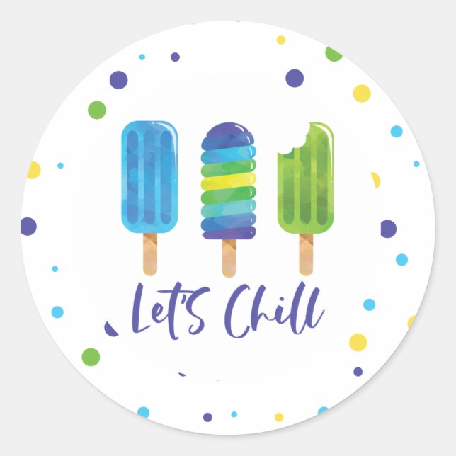 Let's Chill Summer Birthday Classic Round Sticker (Front)