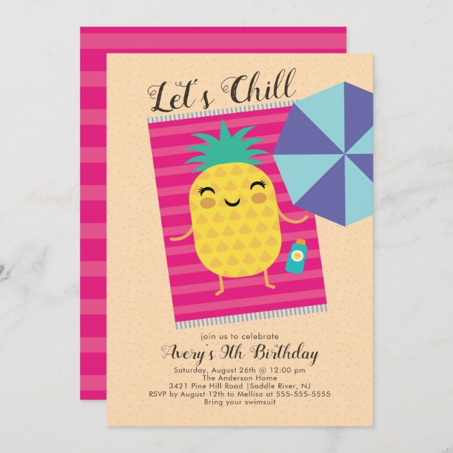 Let's Chill Summer Birthday Invitation (Front/Back)