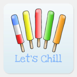 Let's Chill with Colourful Ice Square Sticker