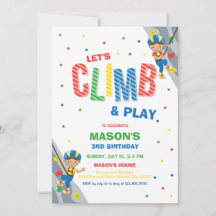 Let's Climb & Play Climbing Birthday Invitation