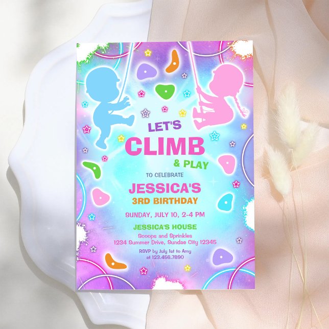 Let's Climb & Play Climbing Birthday Invitation (Creator Uploaded)