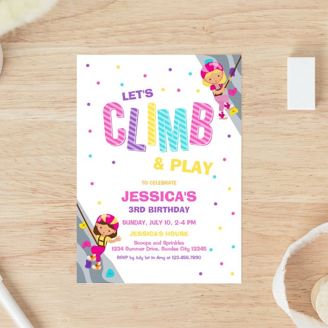Let's Climb & Play Climbing Birthday Invitation (Creator Uploaded)