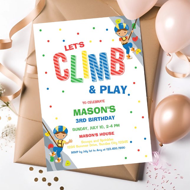 Let's Climb & Play Climbing Birthday Invitation (Creator Uploaded)