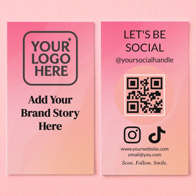 Let's Connect Social Media QR Code Small Business Card (Creator Uploaded)
