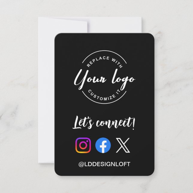 Let's connect! Social Media website logo QR code Invitation (Front)