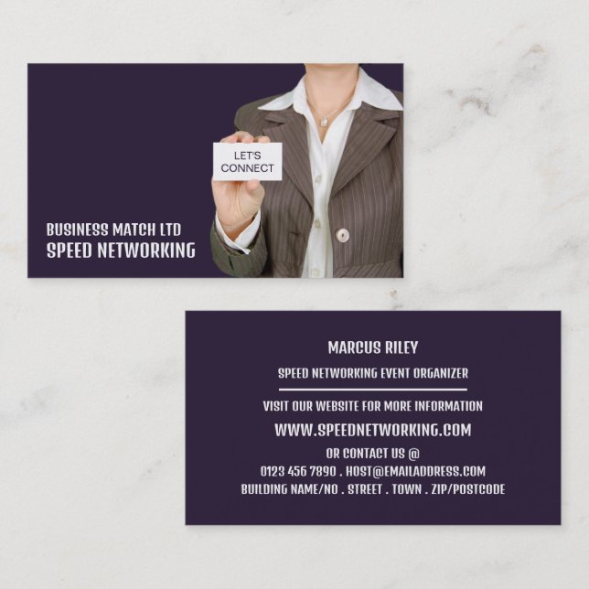 Let's Connect, Speed Networking Event Organizer Business Card (Front/Back)