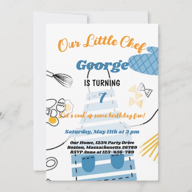 Let's Cook Up Some Fun Boy Birthday Invitation (Front)