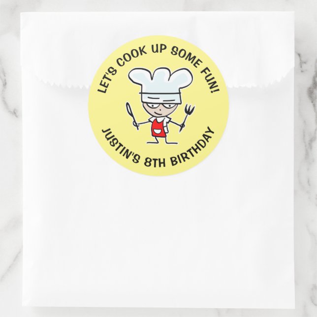 Let's cook up some fun kids cooking Birthday Classic Round Sticker (Bag)