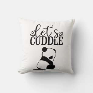 Let's cuddle quoted panda printed cushion