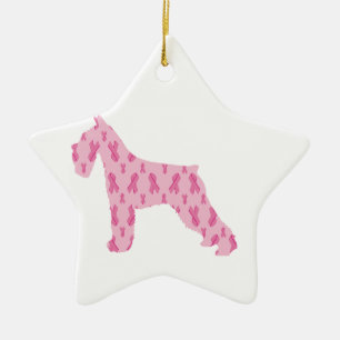 Lets Cure Cancer Ribbon Schnauzer Ceramic Tree Decoration