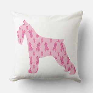 Lets Cure Cancer Ribbon Schnauzer Cushion