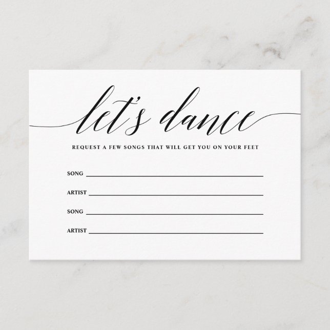 Let's Dance Song Request Card (Front)