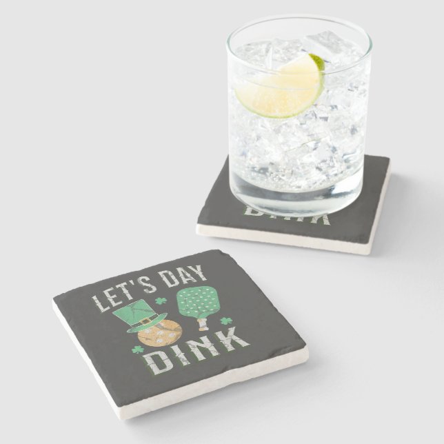 Let's day dink funny pickleball  stone coaster (Side)
