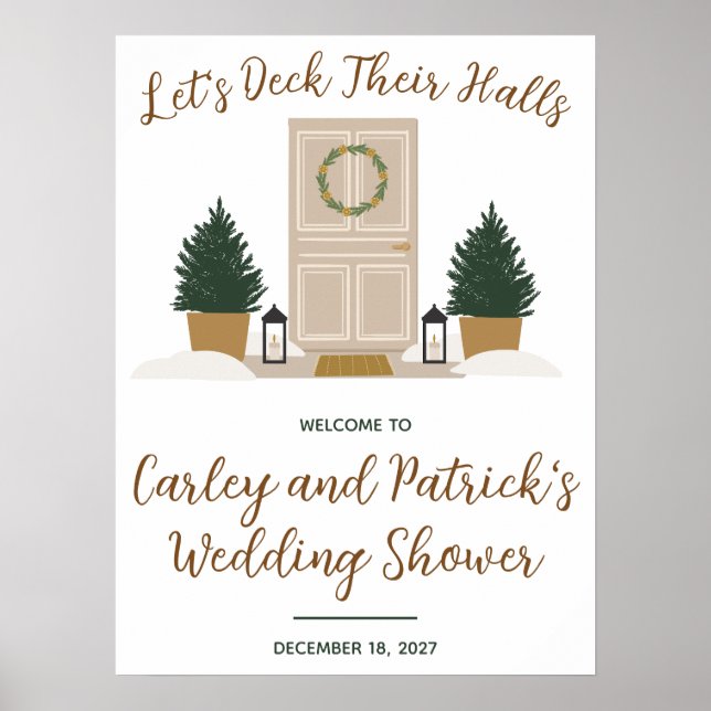 Let's Deck Their Halls Holiday Shower Welcome Sign (Front)