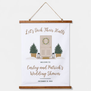 Let's Deck Their Halls Holiday Shower Welcome Sign Hanging Tapestry