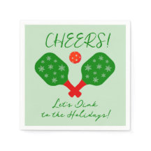 Let's Dink to Holidays Pickleball Cocktail Napkin