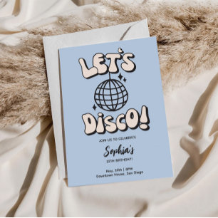 Let's Disco Birthday Party Blue Invitation