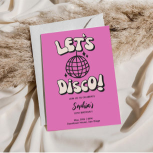 Let's Disco Birthday Party Magenta Invitation