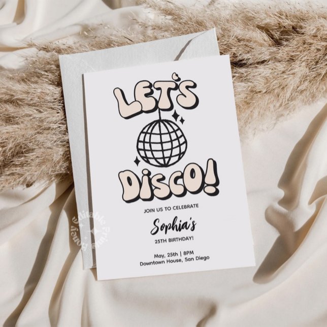 Let's Disco Birthday White Party Invitation (Creator Uploaded)