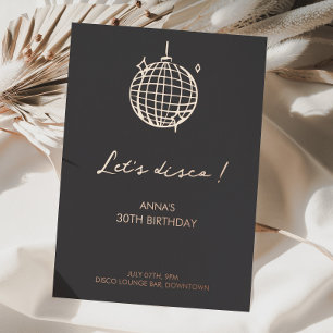 Let's Disco Minimalist 30 Birthday Foil Invitation